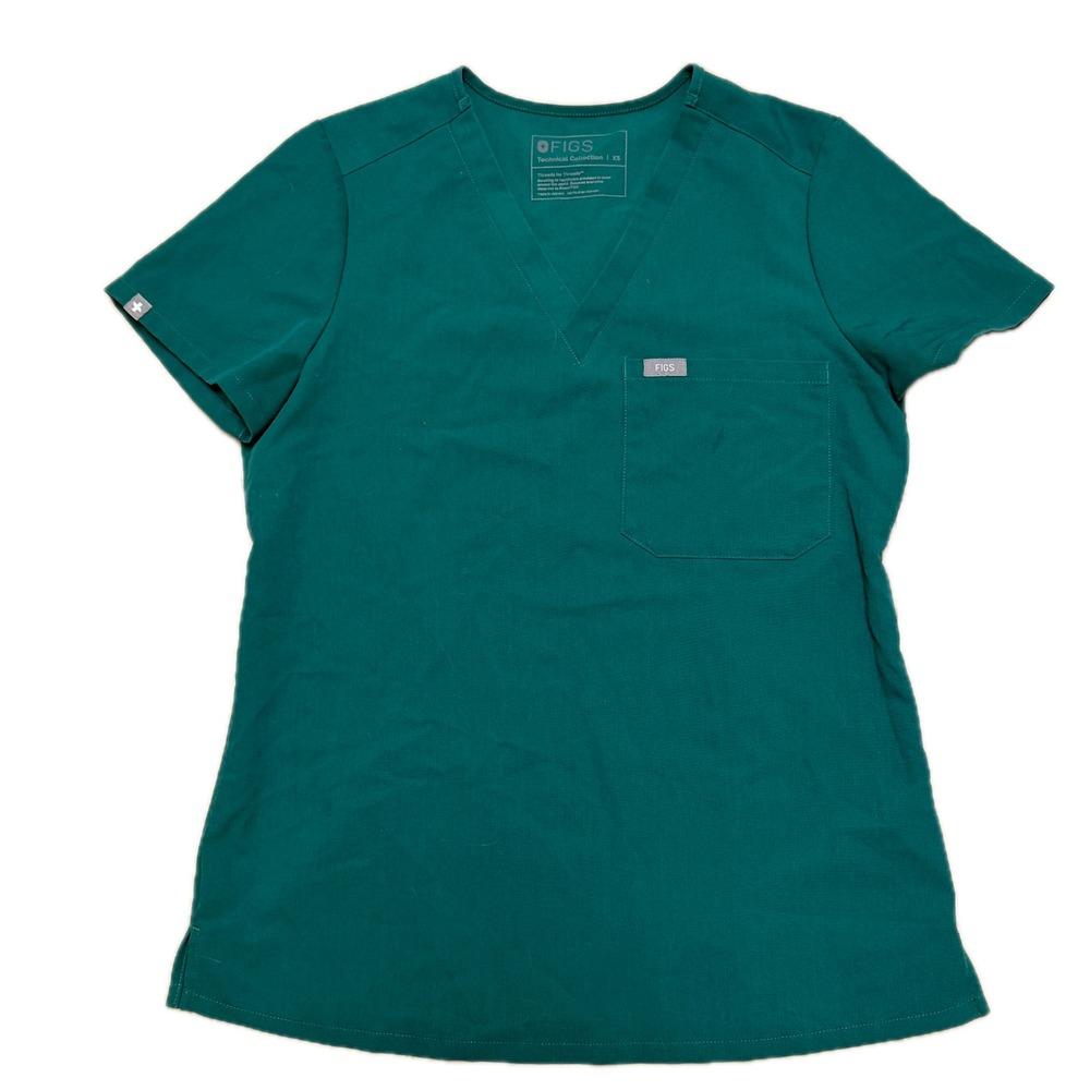 FIGS Technical Collection Catarina One-Pocket Scrub Top XS Hunter Green FW1000